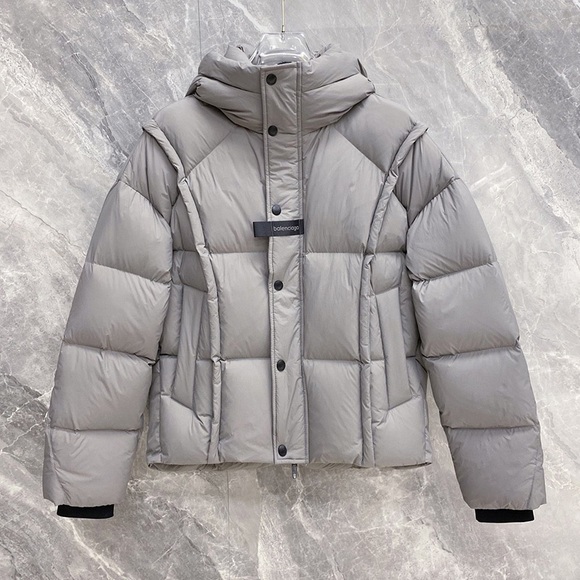 Balenciaga Other - Balenciaga Grey Double B Embossed Hooded Down Jacket